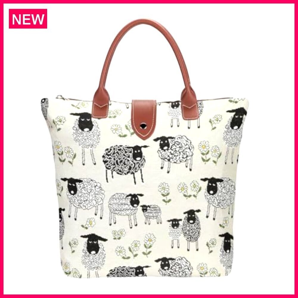 Foldable Tote Bag Reusable Shopping Grocery Bag Compact Eco-Friendly - Picture 2 of 7
